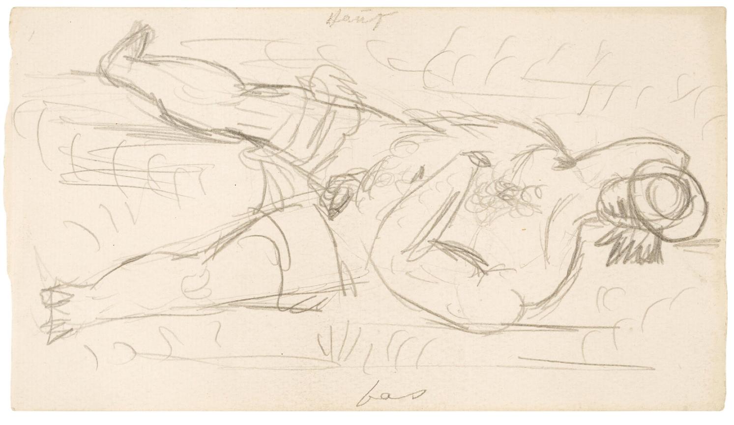 Pablo Picasso 'Nu couché, un chapeau sur la figur' Graphite Drawing 1917 2