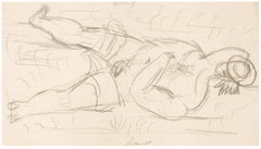 Pablo Picasso 'Nu couché, un chapeau sur la figur' Graphite Drawing 1917