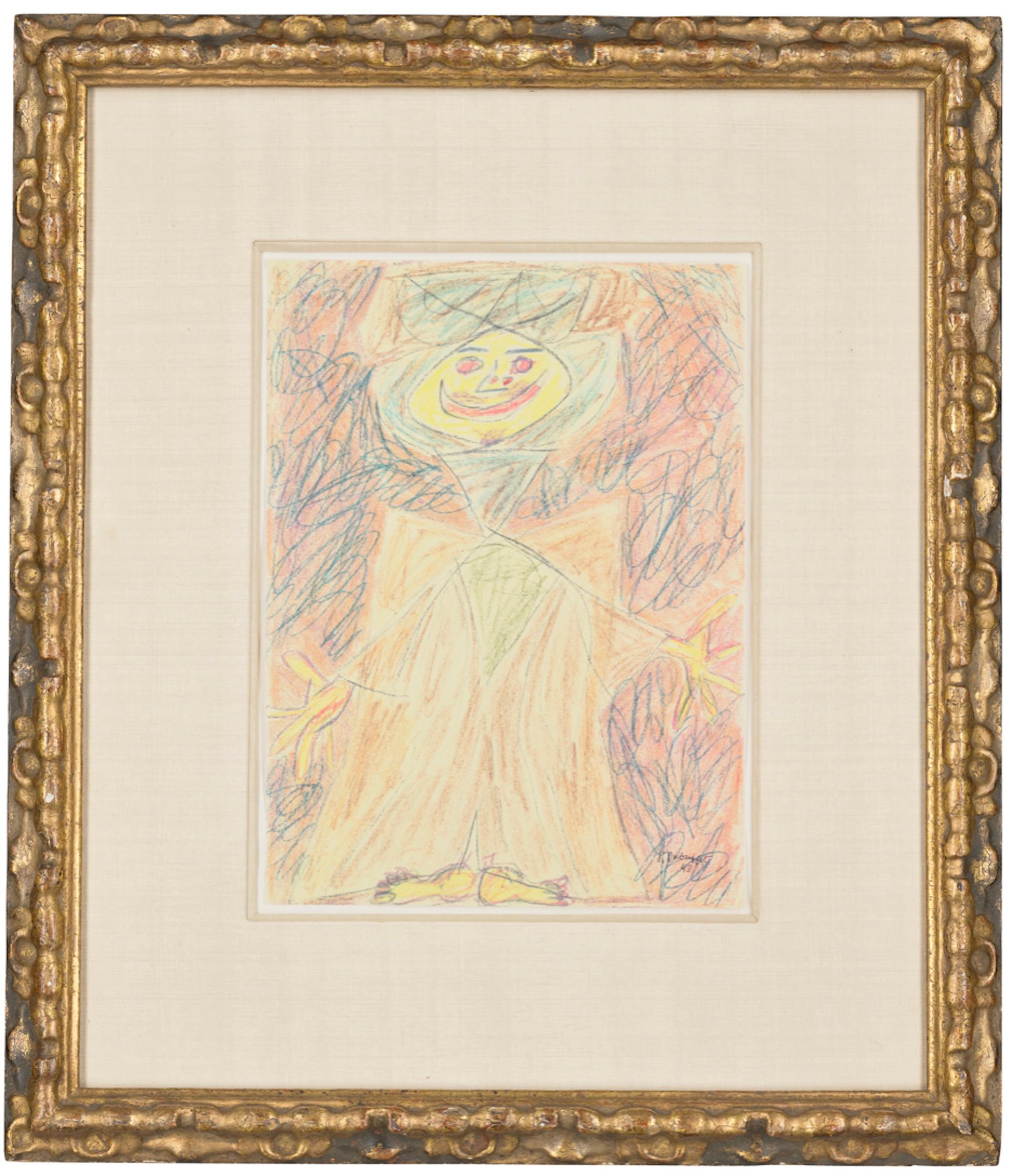 Jean Dubuffet „Arabe“ Signierte Kreide auf Papier Zeichnung 1