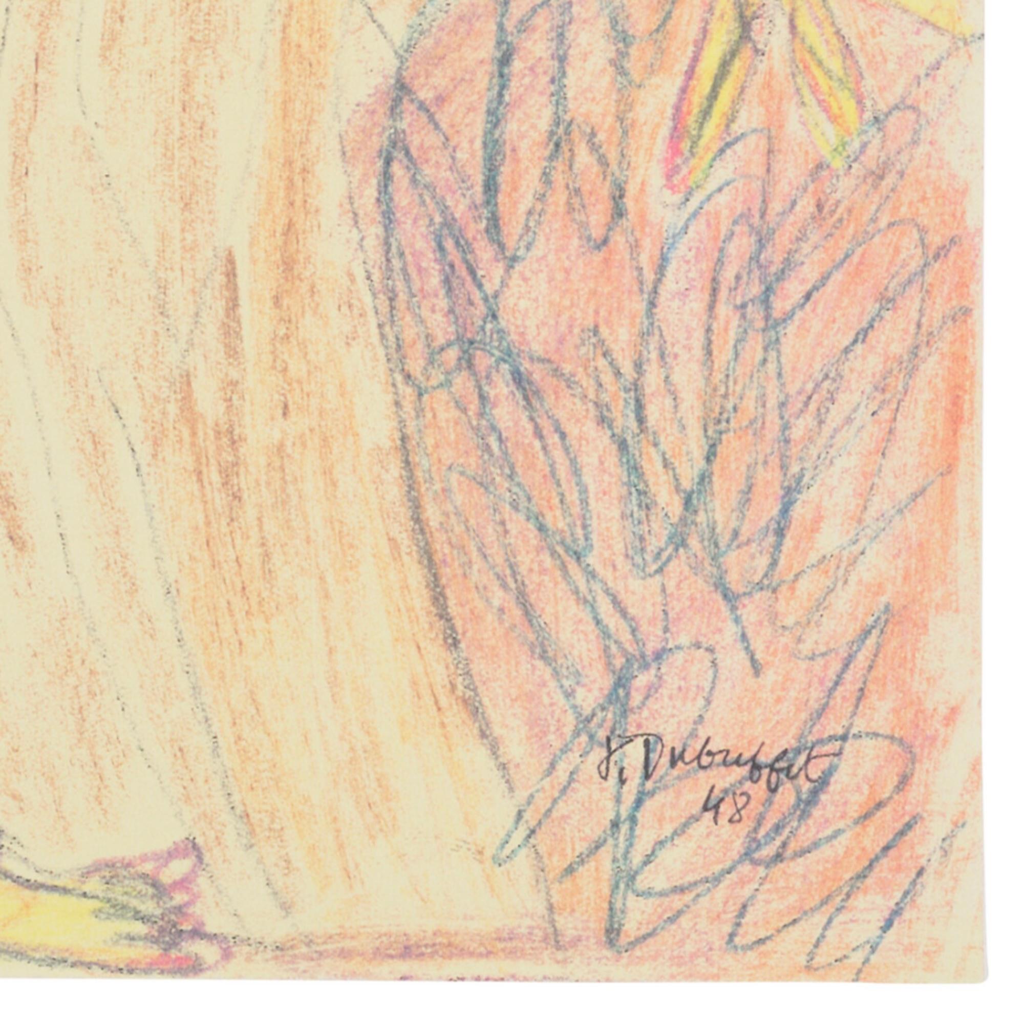 Jean Dubuffet „Arabe“ Signierte Kreide auf Papier Zeichnung 2