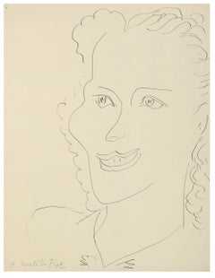 Henri Matisse Drawing 'Femme souriante' Pen and India Ink Drawing on Paper 1942