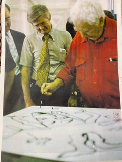 Alexander Calder 'Braniff Airways' Oil on Crescent Watercolor Board 1973