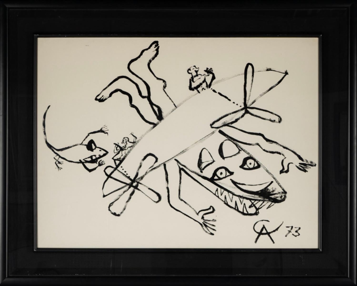 Alexander Calder 'Braniff Airways' Óleo sobre cartulina de acuarela creciente 1973 en venta 2