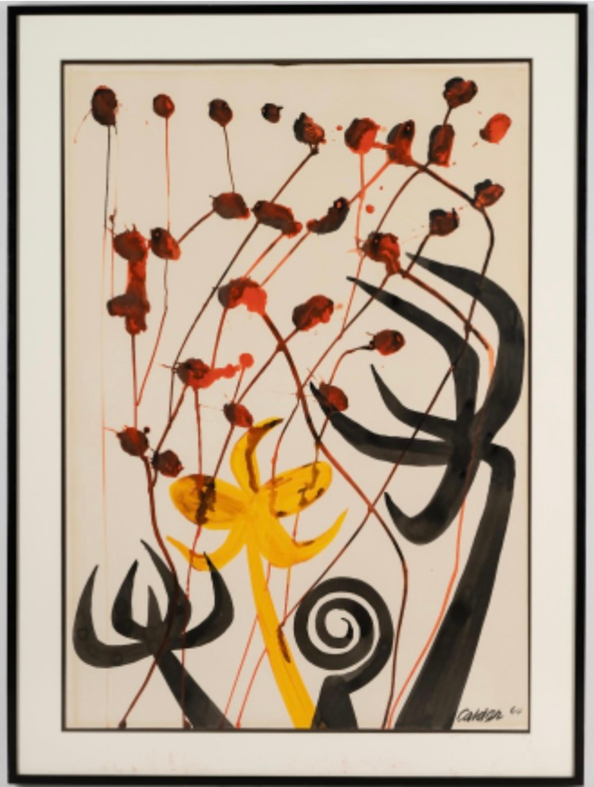 Alexander Calder 'Composition' Gouache et encre sur papier en vente 1