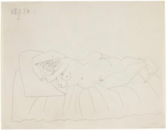 Pablo Picasso Drawing 'Nu couché endormi' Graphite Drawing 1954