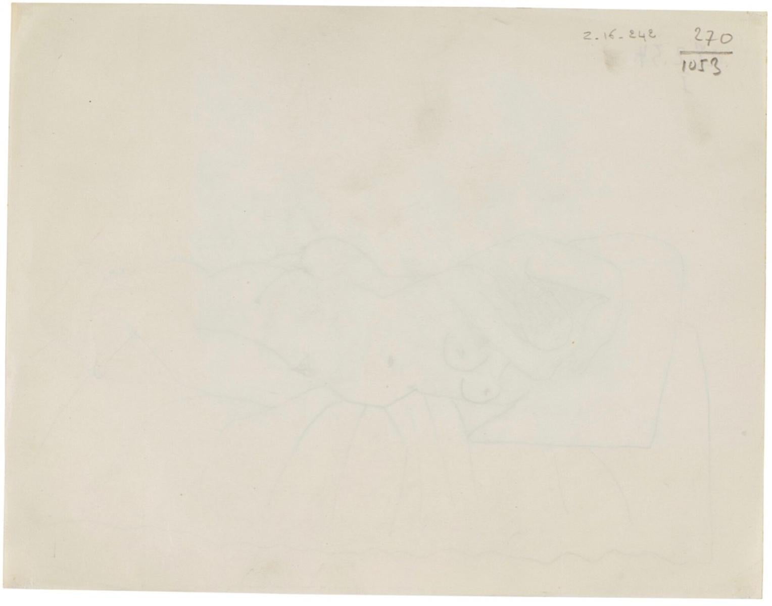 Pablo Picasso Dessin 'Nu couché endormi' Dessin au graphite 1954 en vente 2
