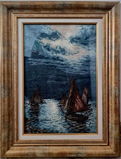 Océano Azul - Wiehler Tapiz de gobelino hecho a mano Marrón Blanco Rosa Azul Negro Gris