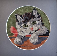 My Cat - Wiehler Handmade Gobelin Tapestry Green Red Beige White Pink
