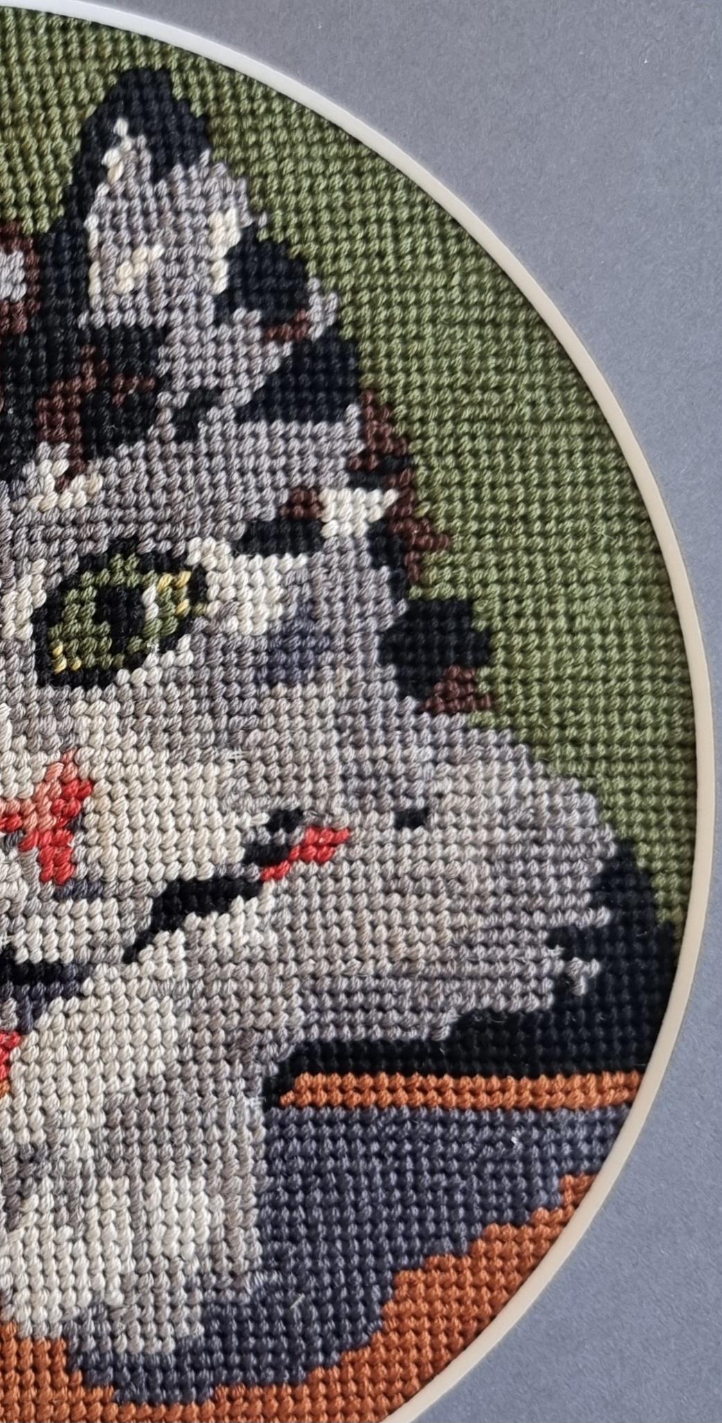 My Cat - Wiehler Tapisserie Gobelin faite à la main vert rouge beige blanc rose en vente 2