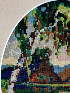 The Lake House - Wiehler Handmade Gobelin Tapestry Green Red Beige White Pink