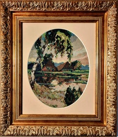 The Lake House - Wiehler Handmade Gobelin Tapestry Green Red Beige White Pink