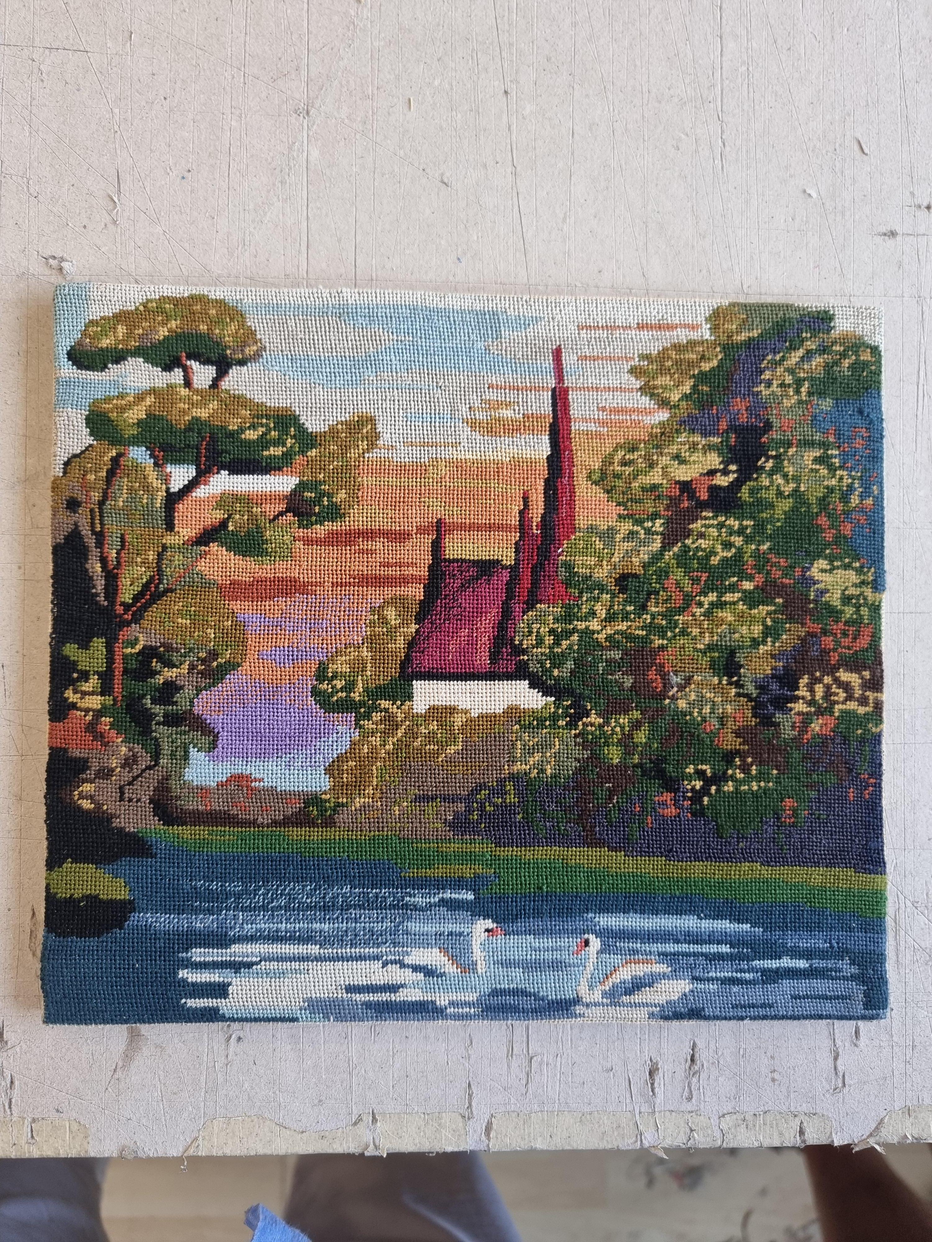 The lake  - Landscape 1942

Wiehler Handmade Gobelin Tapestry by Maestro Vera Petrova - Sapundjieva, Bulgarian artist 1912 - 1985

About the artwork

TECHNIQUE: Wiehler Handmade Gobelin Tapestry 1940 created in the time of Kingdom of Bulgaria
STYLE: