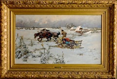 Antique "In A Race With The Sled "