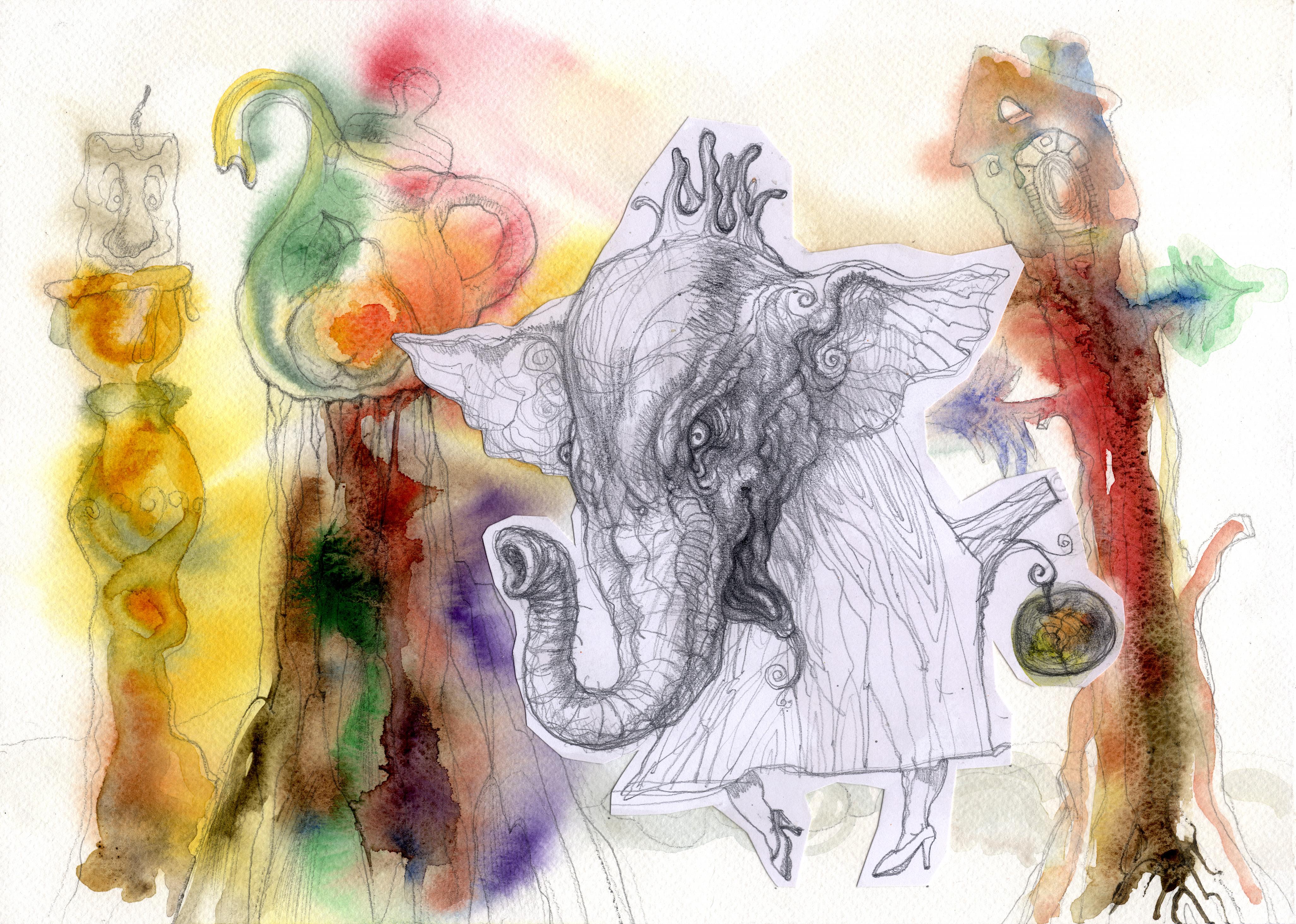 Portrait Painting di Zdravko Denev - Elefante danzante