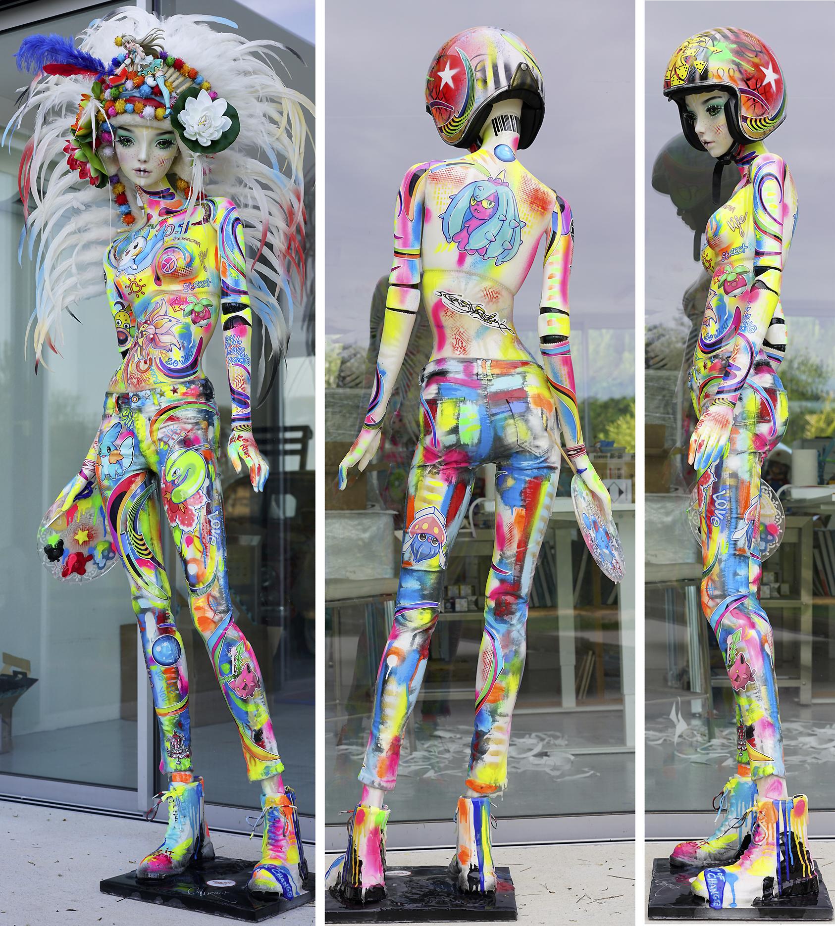David Cintract Figurative Sculpture - Pop Doll - Pop Art Free New Movement Doll Mannequin Acrylic Paints