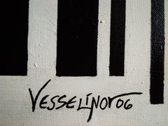 Lennon - Mixed Media Portrait Painting Colors White Black