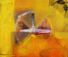 Retro - Mixed Media Abstract Painting Colours Red Yellow Grey Black White