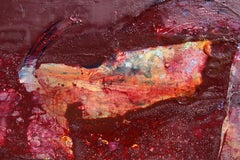 Fight - technique mixte peinture abstraite Couleurs rouge, jaune, gris, noir, blanc et bleu