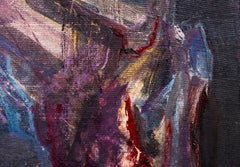 The Bald Dog - Mixed Media Abstract Painting Colors Purple Blue Grey Black Pink