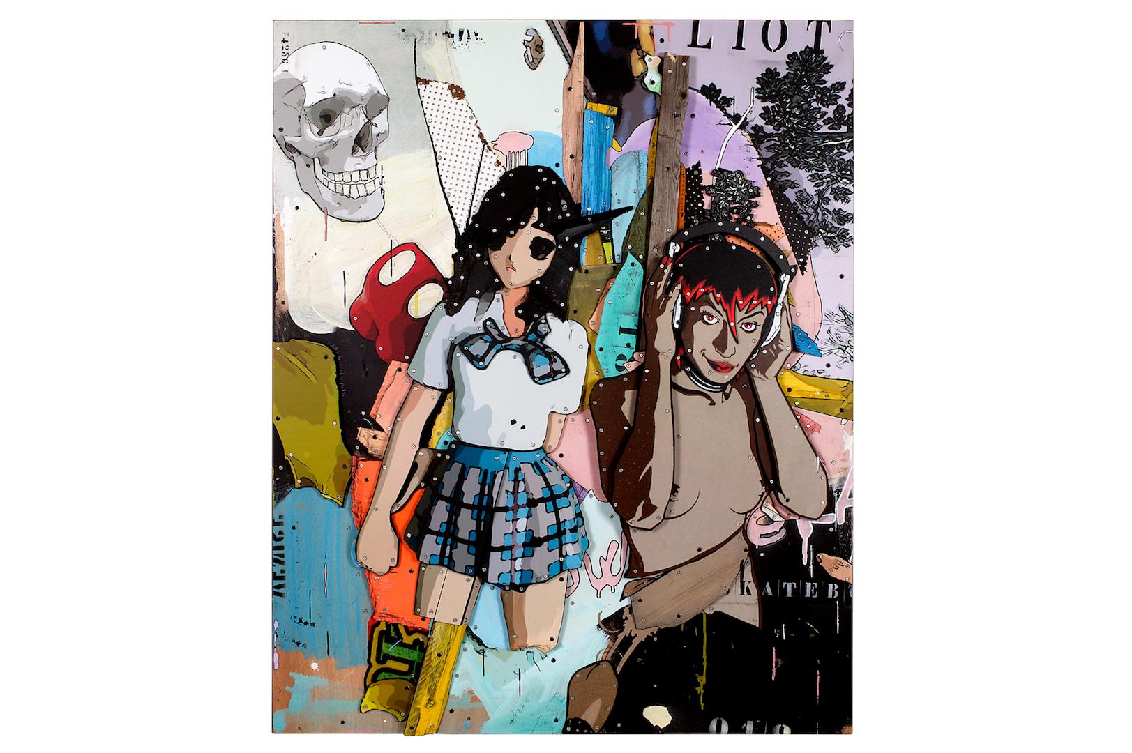 Powell Y Las Hijas De Peralta - Panel De Madera De Color Amarillo Verde Blanco Azul