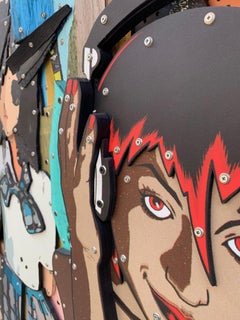 Powell e le figlie di Peralta - Pannello colorato in legno giallo verde bianco blu