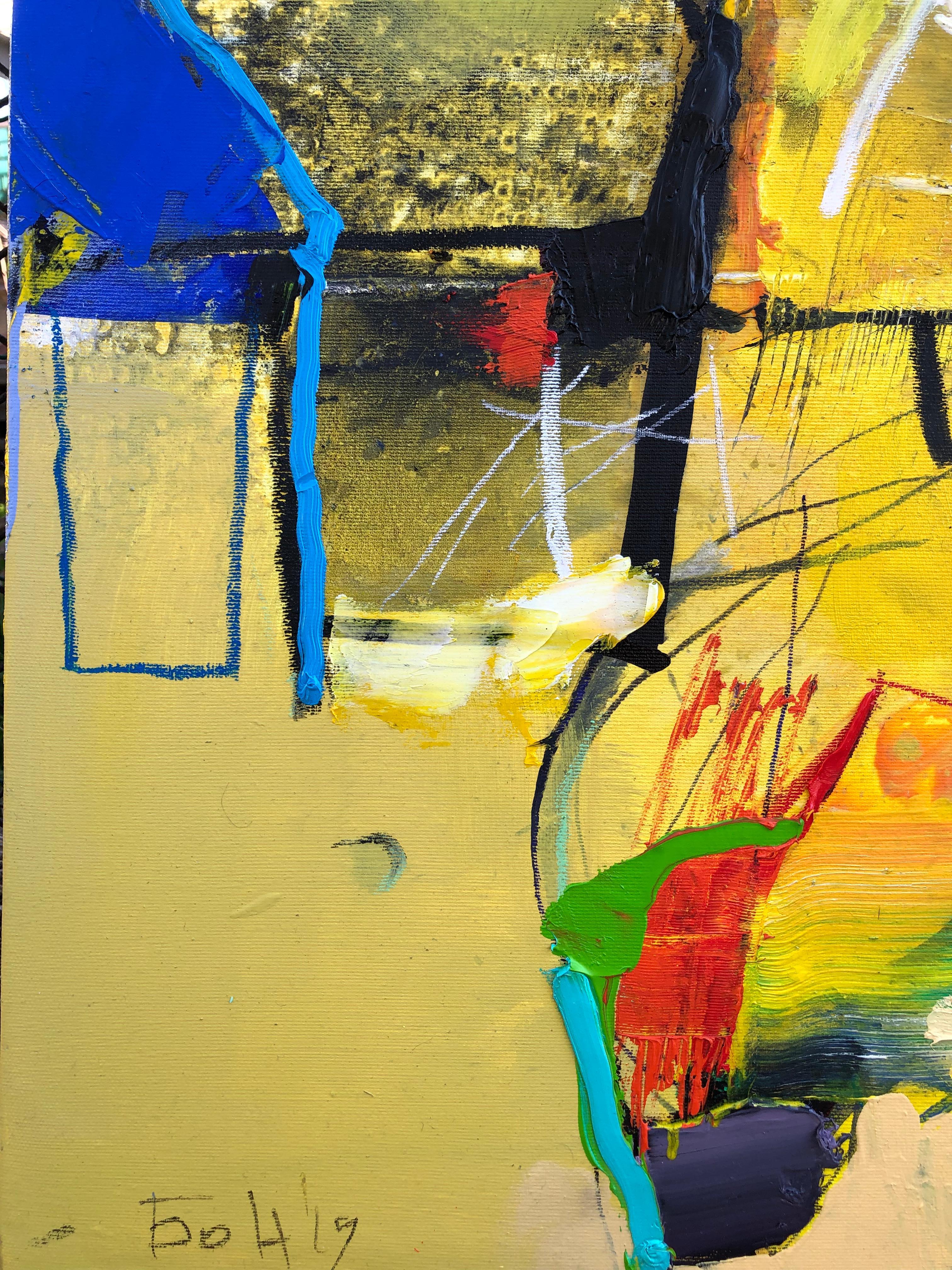 Nice Day II - Yellow Abstract Painting by Plamen Bonev