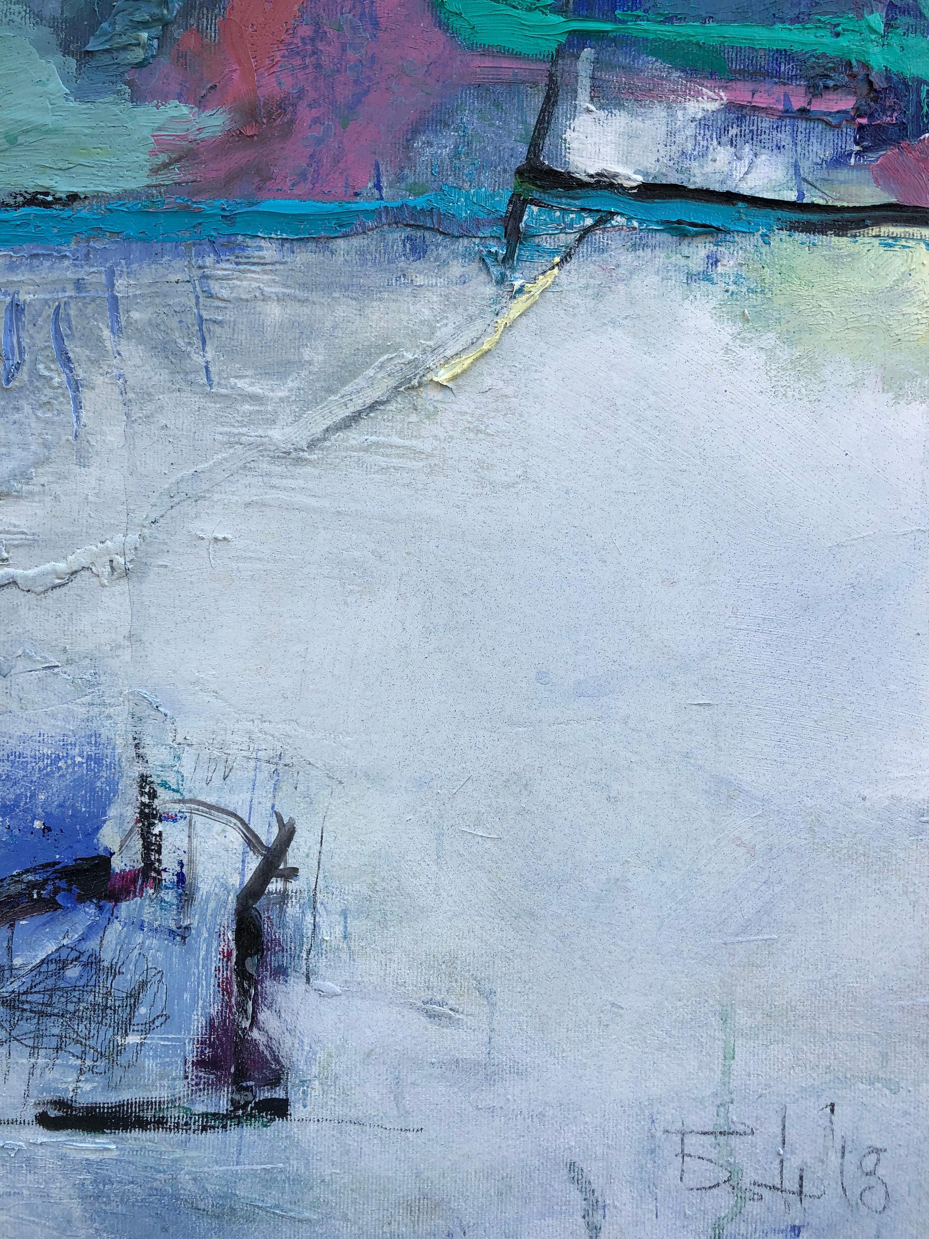 Paesaggio ricordato - Abstract Painting Blu di Plamen Bonev