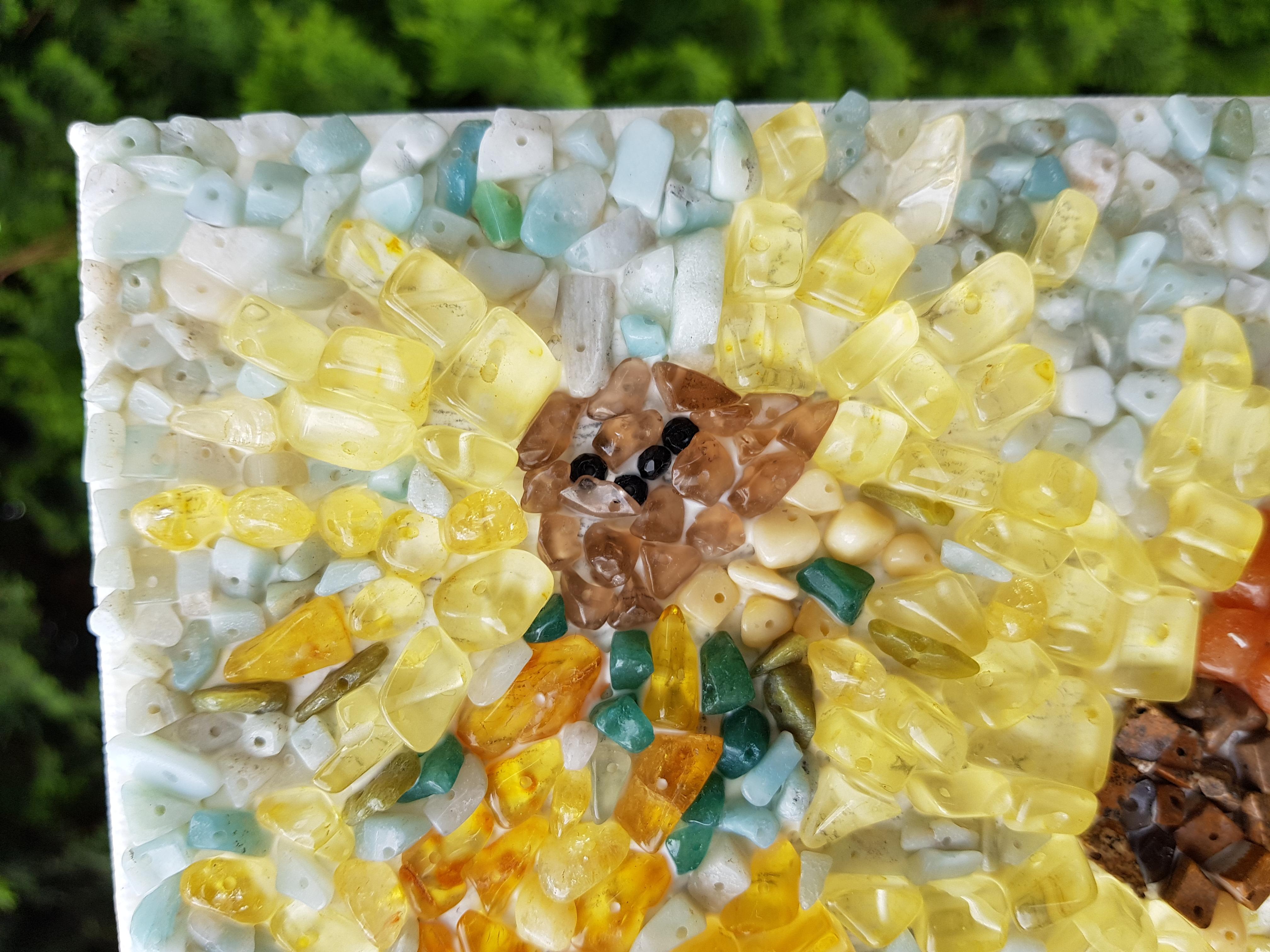Crystal Sunflowers - In memory of Vincent Van Gogh - Modern Mixed Media Art by Joanna Breycheva