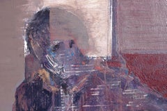 Fisherman II - Mixed Media Abstract Painting Colors Purple Blue Grey Black Pink