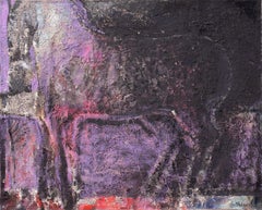 Horse - Mixed Media Abstract Painting Colors Purple Grey Black Pink Red