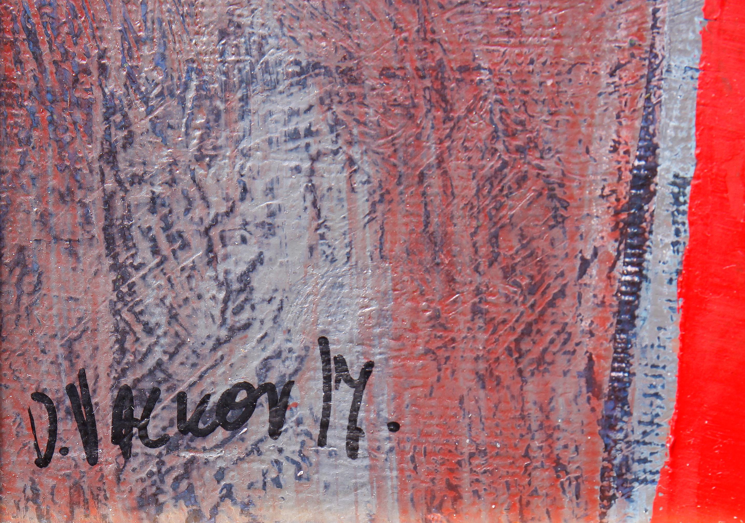 Pescatore III - Pittura astratta Marrone Arancione Blu Grigio Nero Bianco Viola - Abstract Painting Rosa di Deyan Valkov