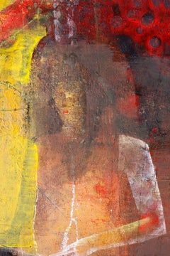 Three Graces - Mixed Media Abstract Painting Colours Red Yellow Grey Black White
