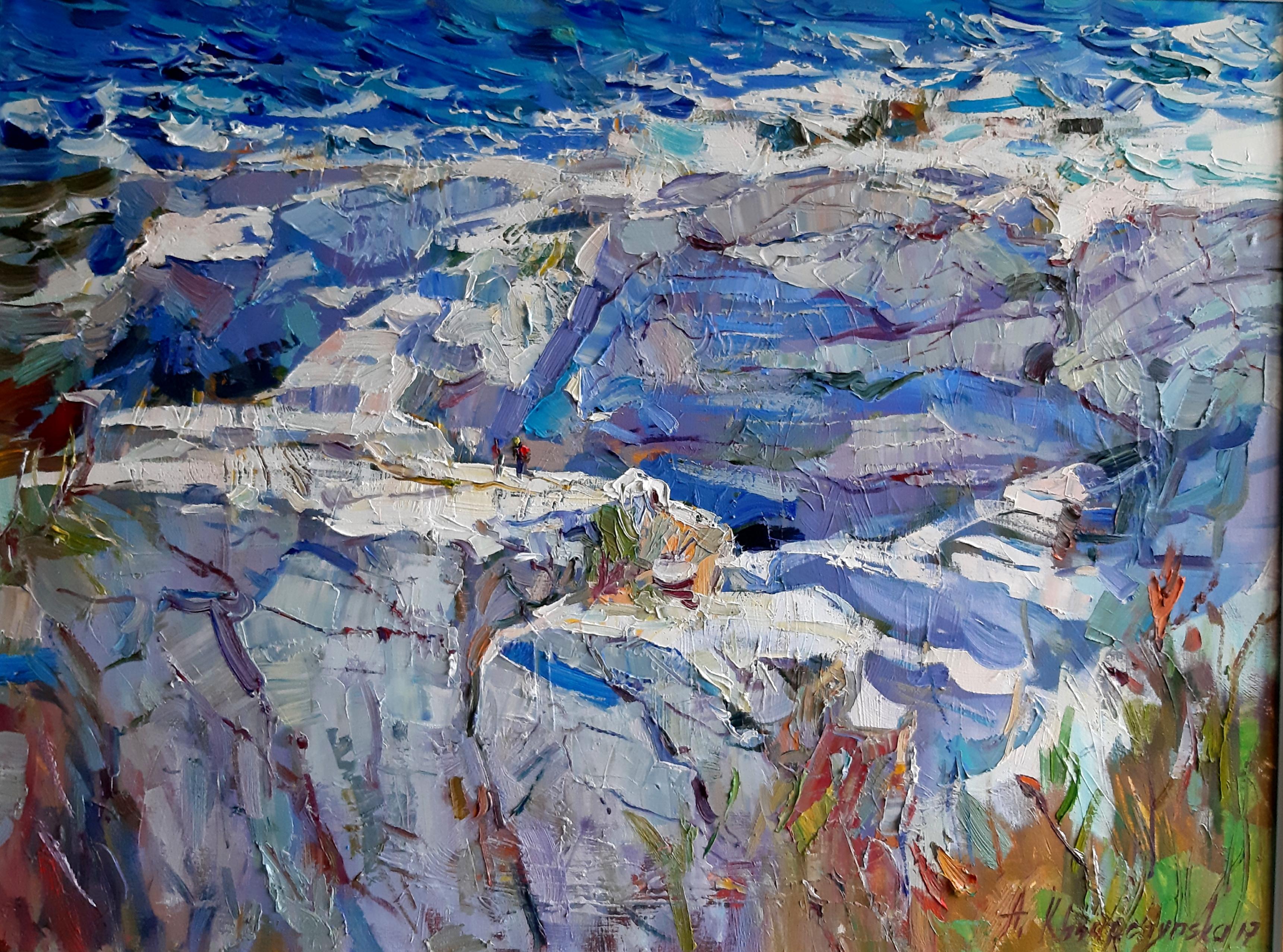 Alina Khrapchynska Landscape Painting - Greek Rocks