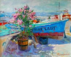 Iron Lady - Landscape Oil Painting Colors Blue Pink Red Brown Green Orange