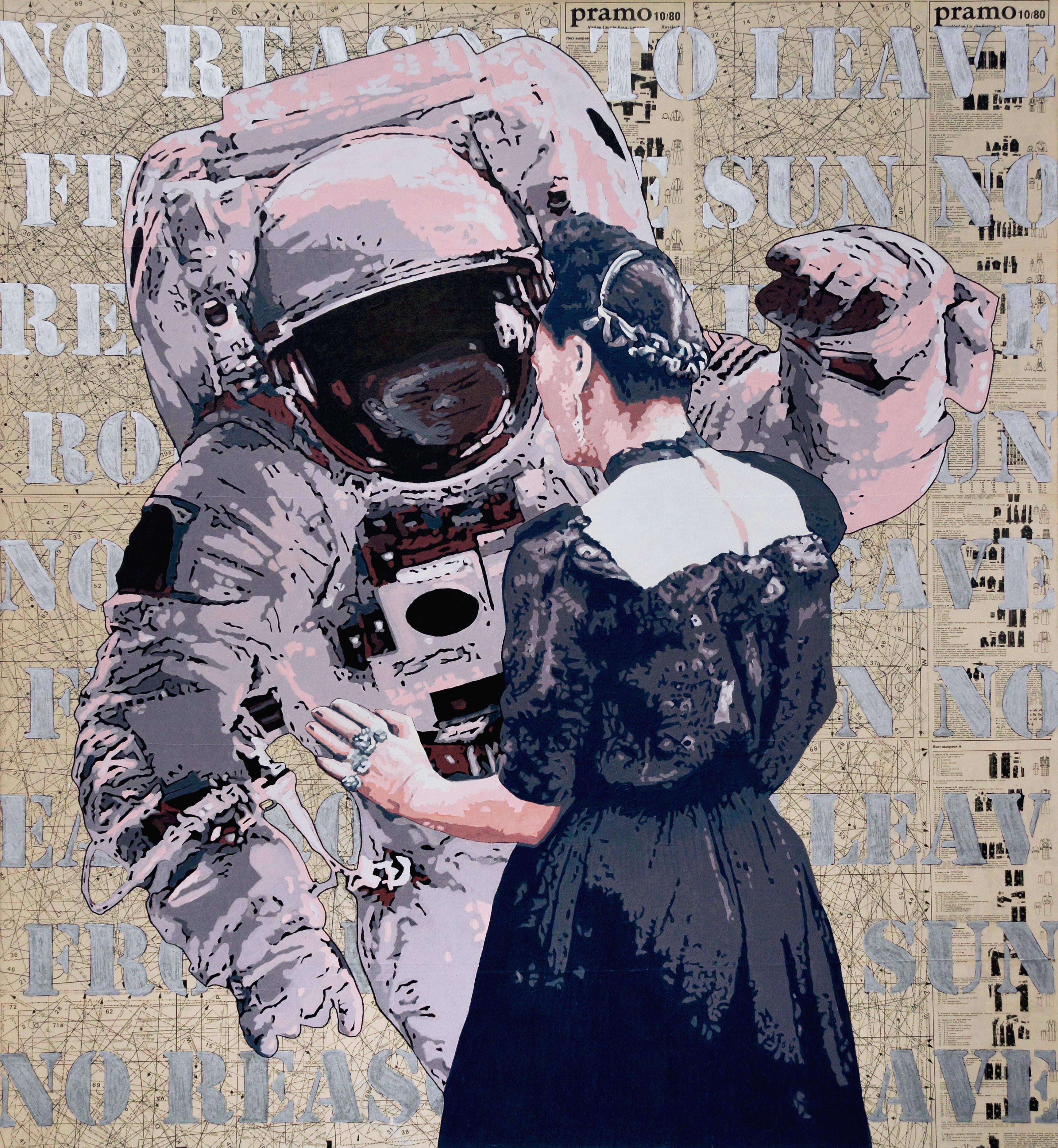 Stanislav Belovski Figurative Painting - Frida And The Astronaut