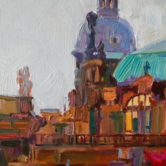 Autumn In Dresden - Landscape Painting Colors Blue Brown Green Red Purple