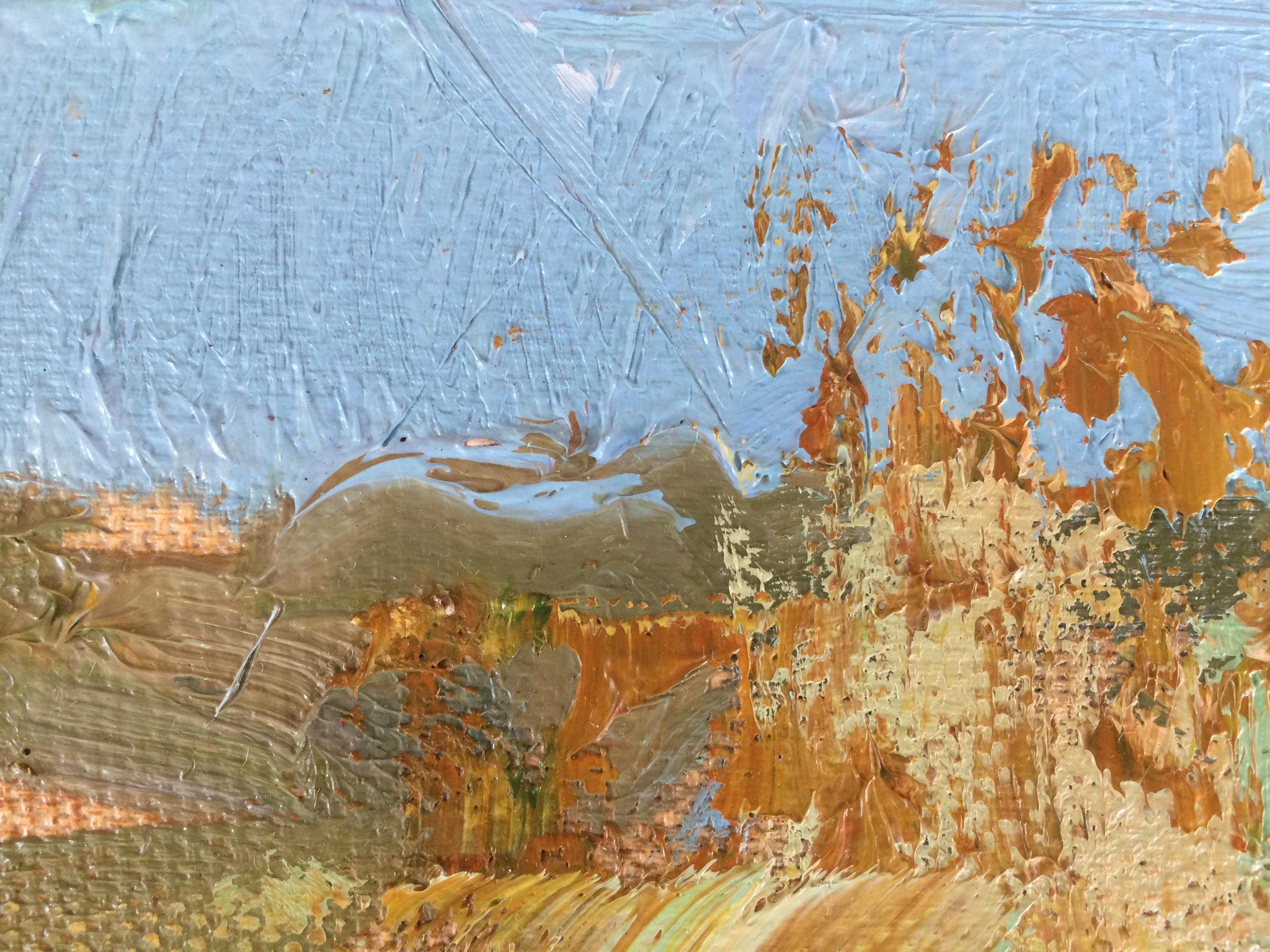 Above Nagorny (Beige), Landscape Painting, von Zlata Shyshman