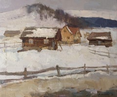 North Wind - Landscape Painting Canvas Oil Paint Colors Grey White 