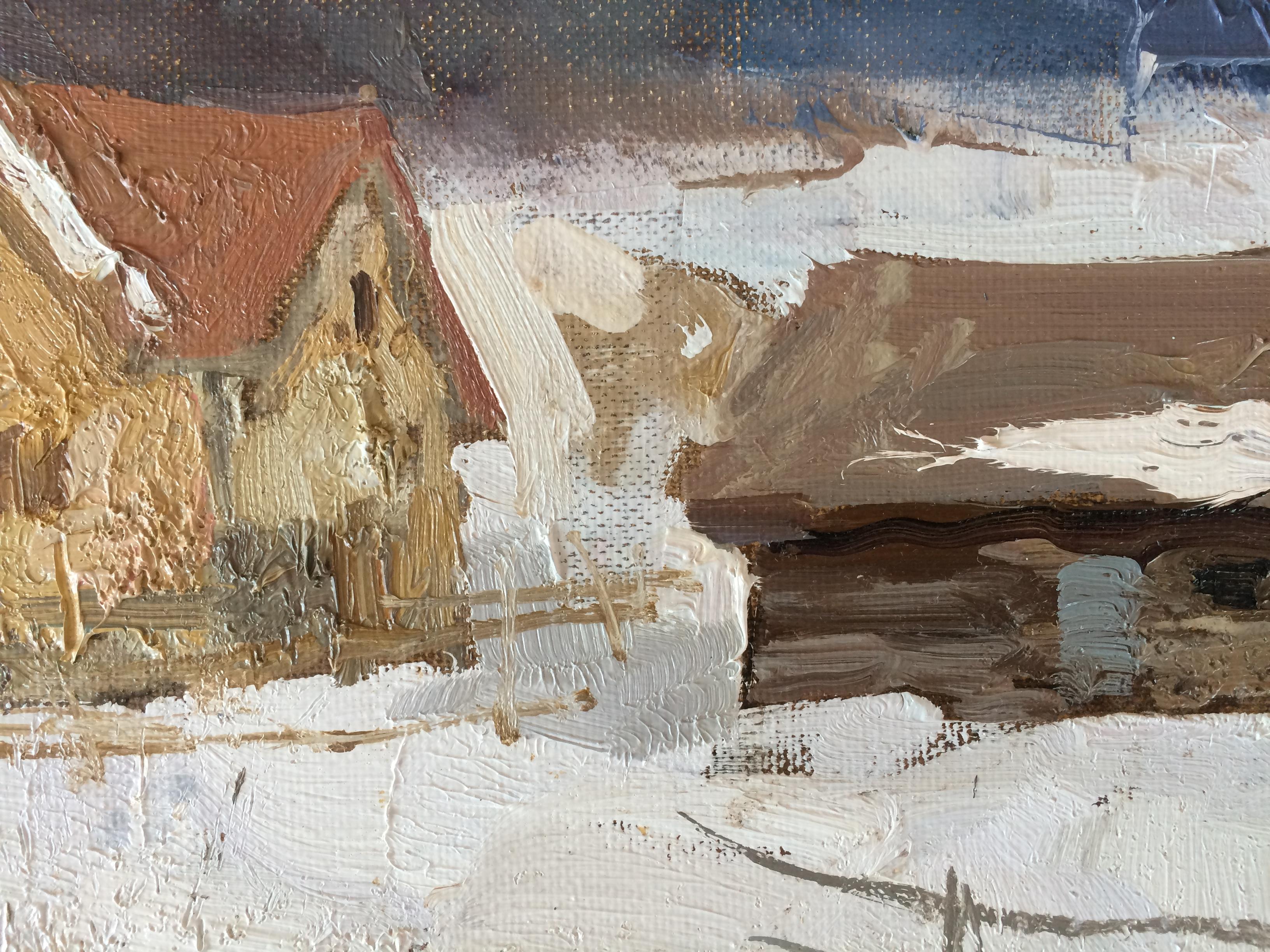 North Wind - Landscape Painting Canvas Oil Paint Colors Grey White  For Sale 3