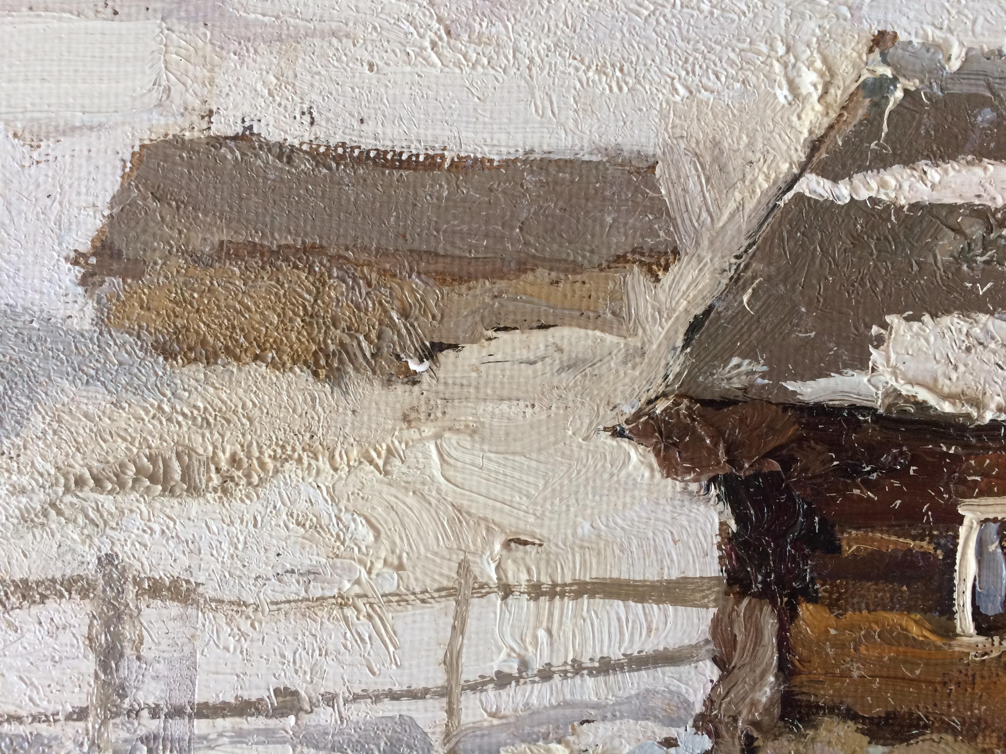 North Wind - Landscape Painting Canvas Oil Paint Colors Grey White  For Sale 4