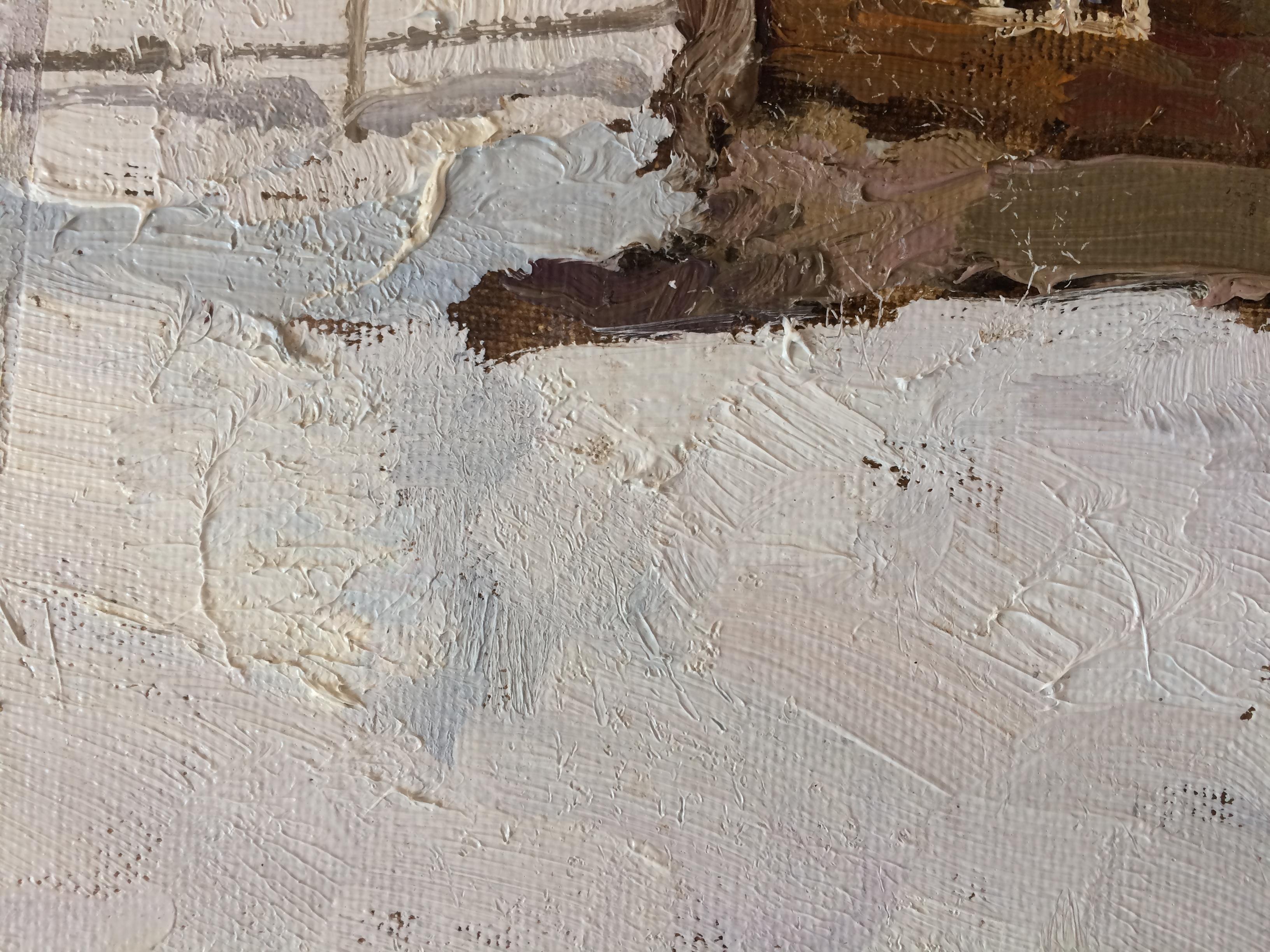 Peinture à l'huile sur toile Nord Wind - Paysage Couleurs Gris et Blanc en vente 2
