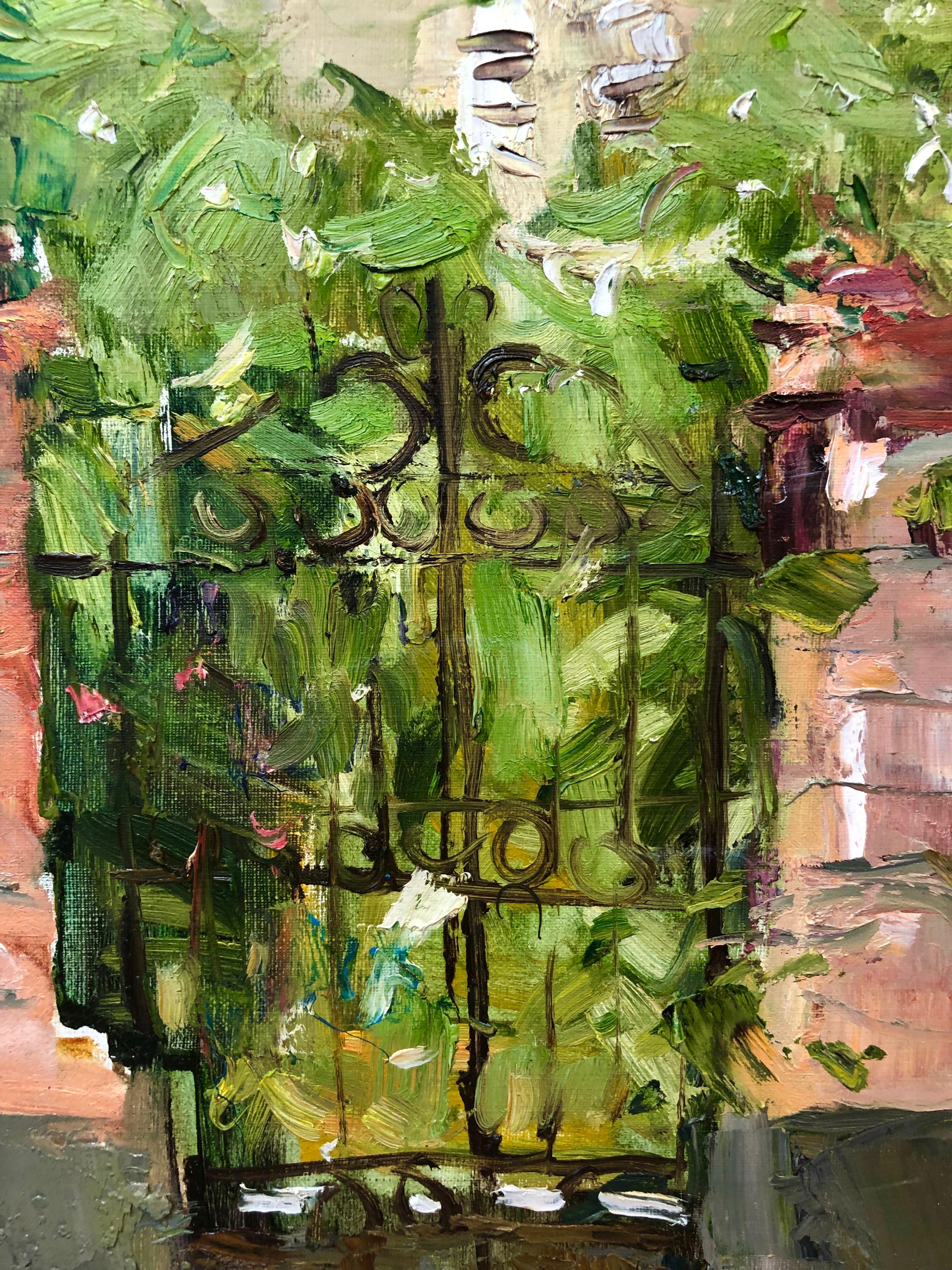 Rainuntergang (Braun), Landscape Painting, von Iryna Kalyuzhna