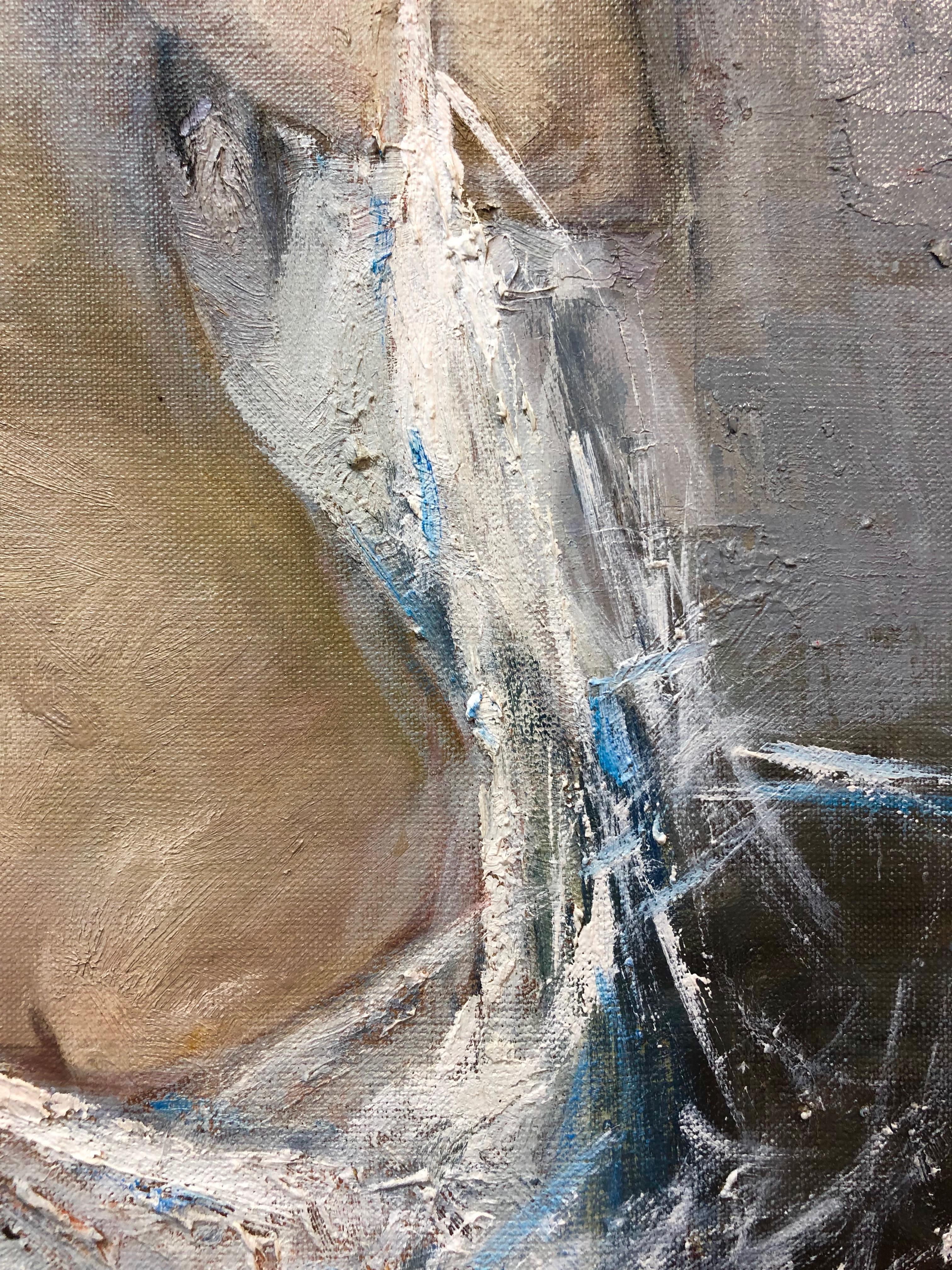 Früher Morgen (Grau), Nude Painting, von Iryna Kalyuzhna
