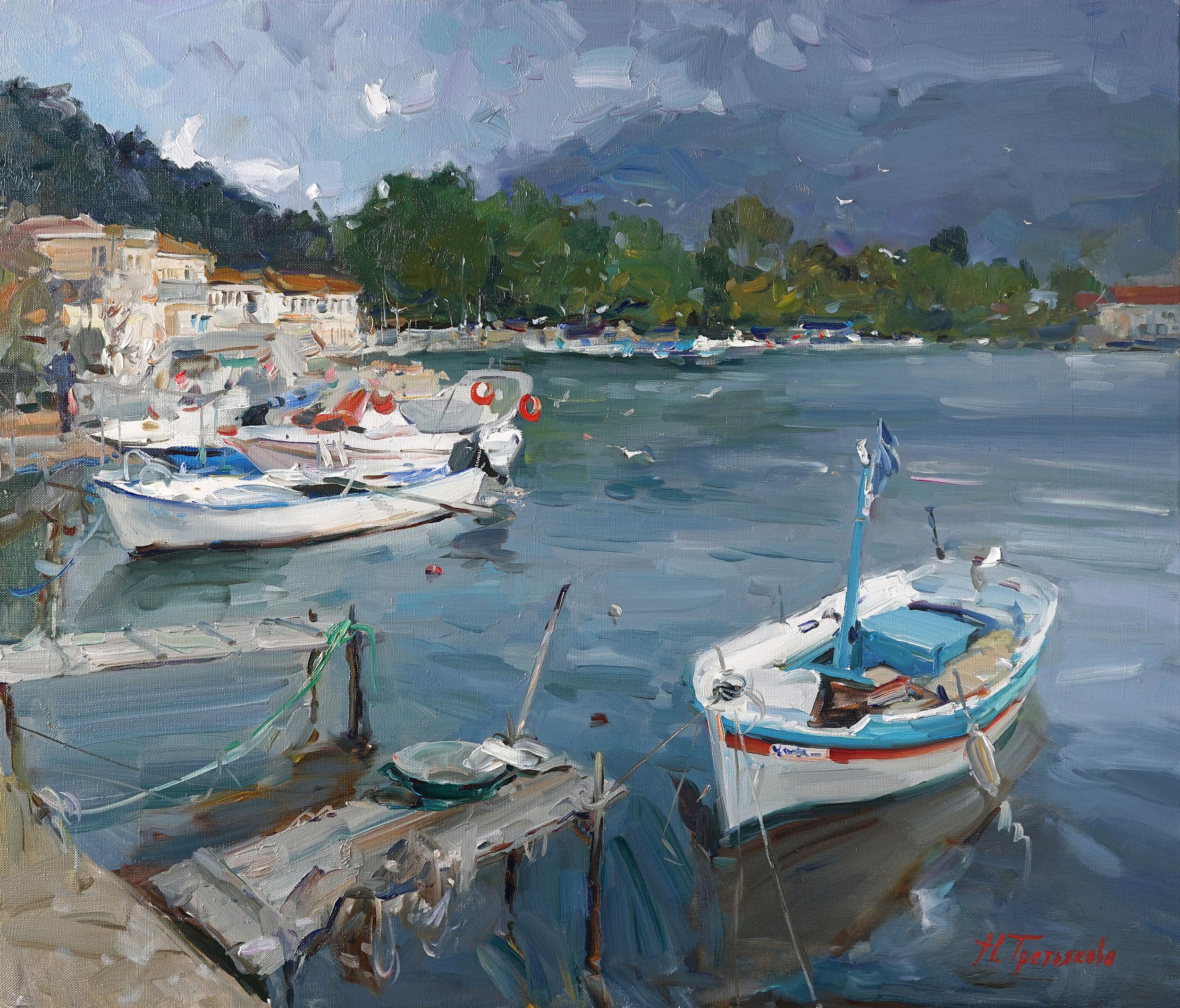 Nataliya Tretyakova Landscape Painting - A Cool day On The Island Of Thassos Greece