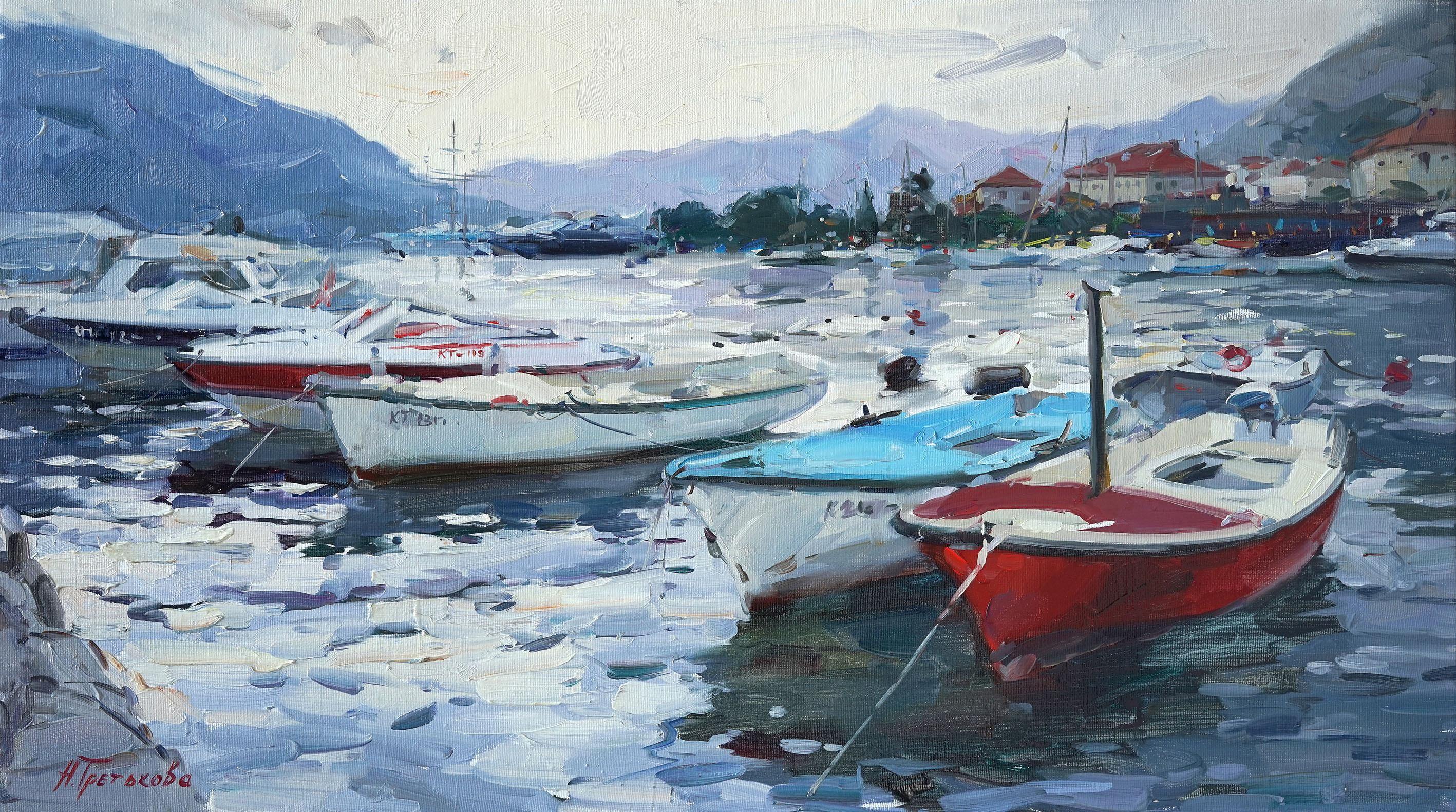 Nataliya Tretyakova Landscape Painting - Early Evening in Kotor