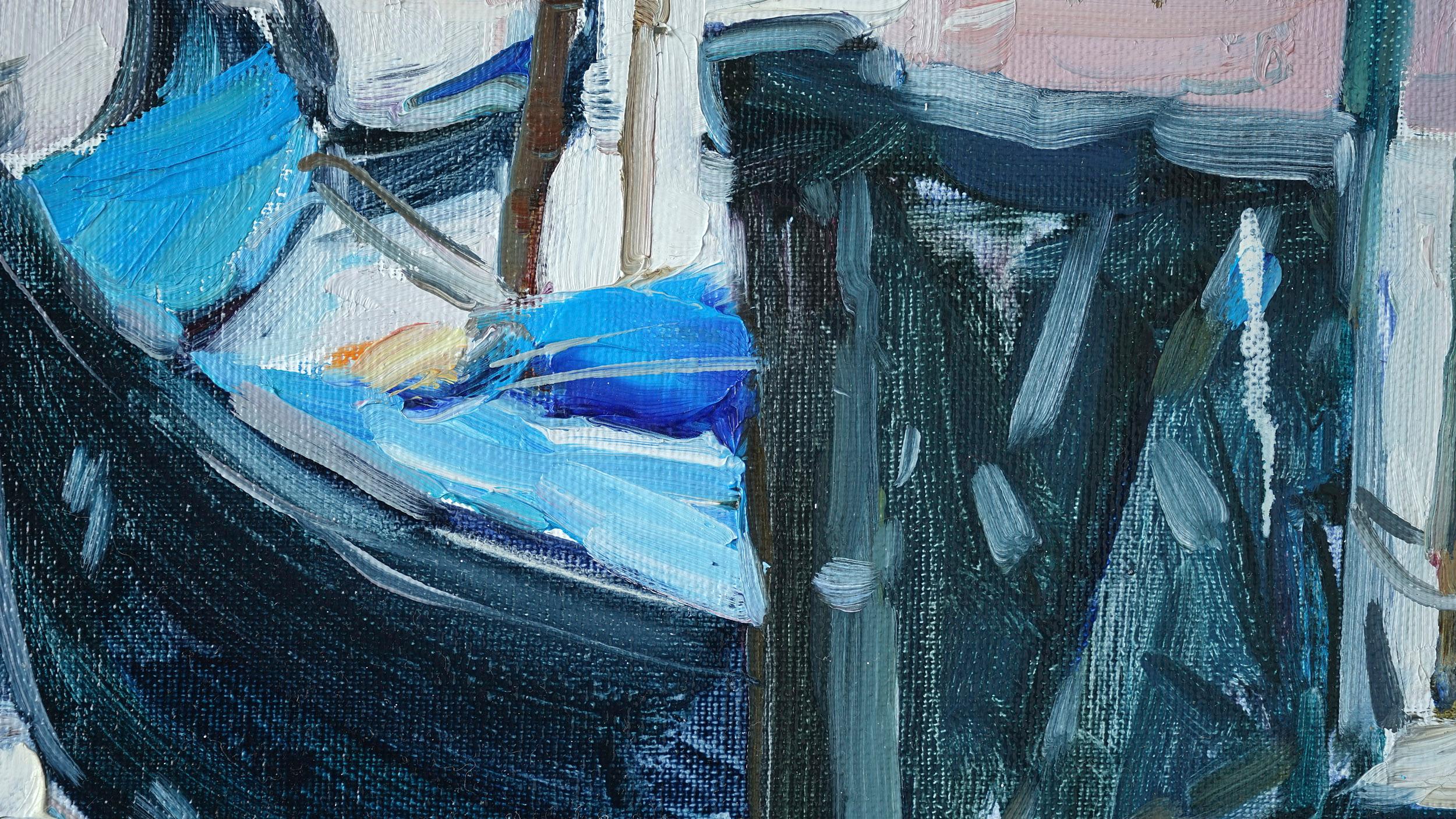 Dawn In Venice - Blue Landscape Painting by Nataliya Tretyakova