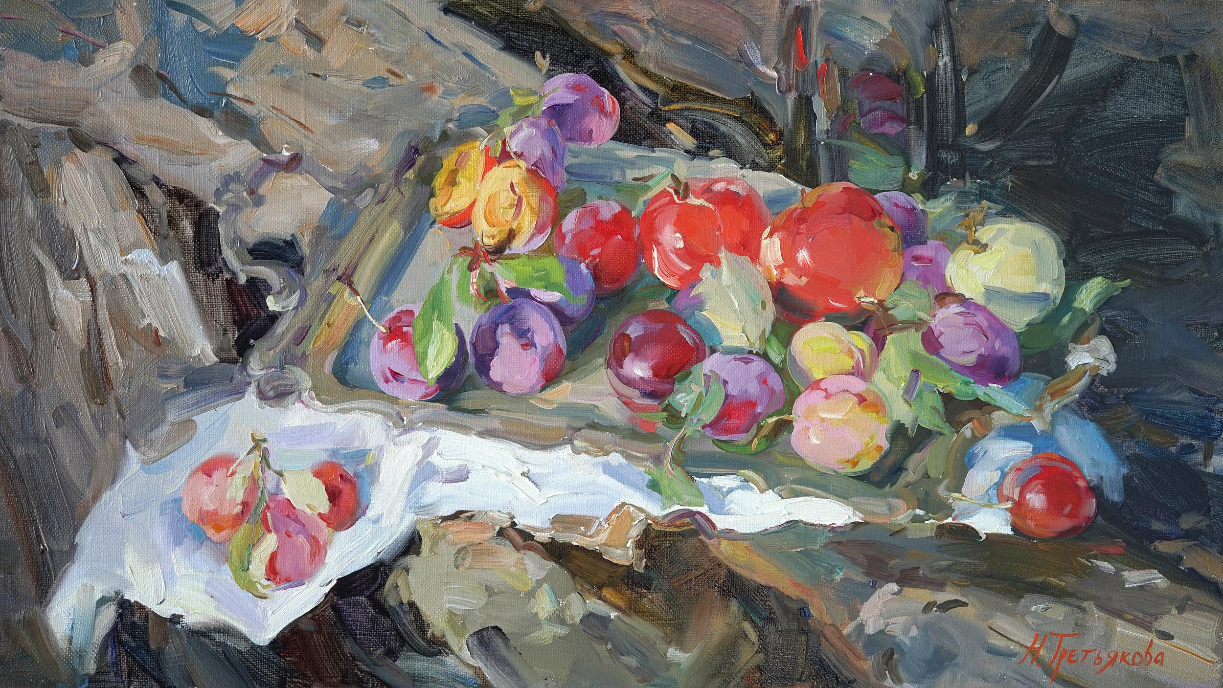 Nataliya Tretyakova Still-Life Painting - Plums And Apples