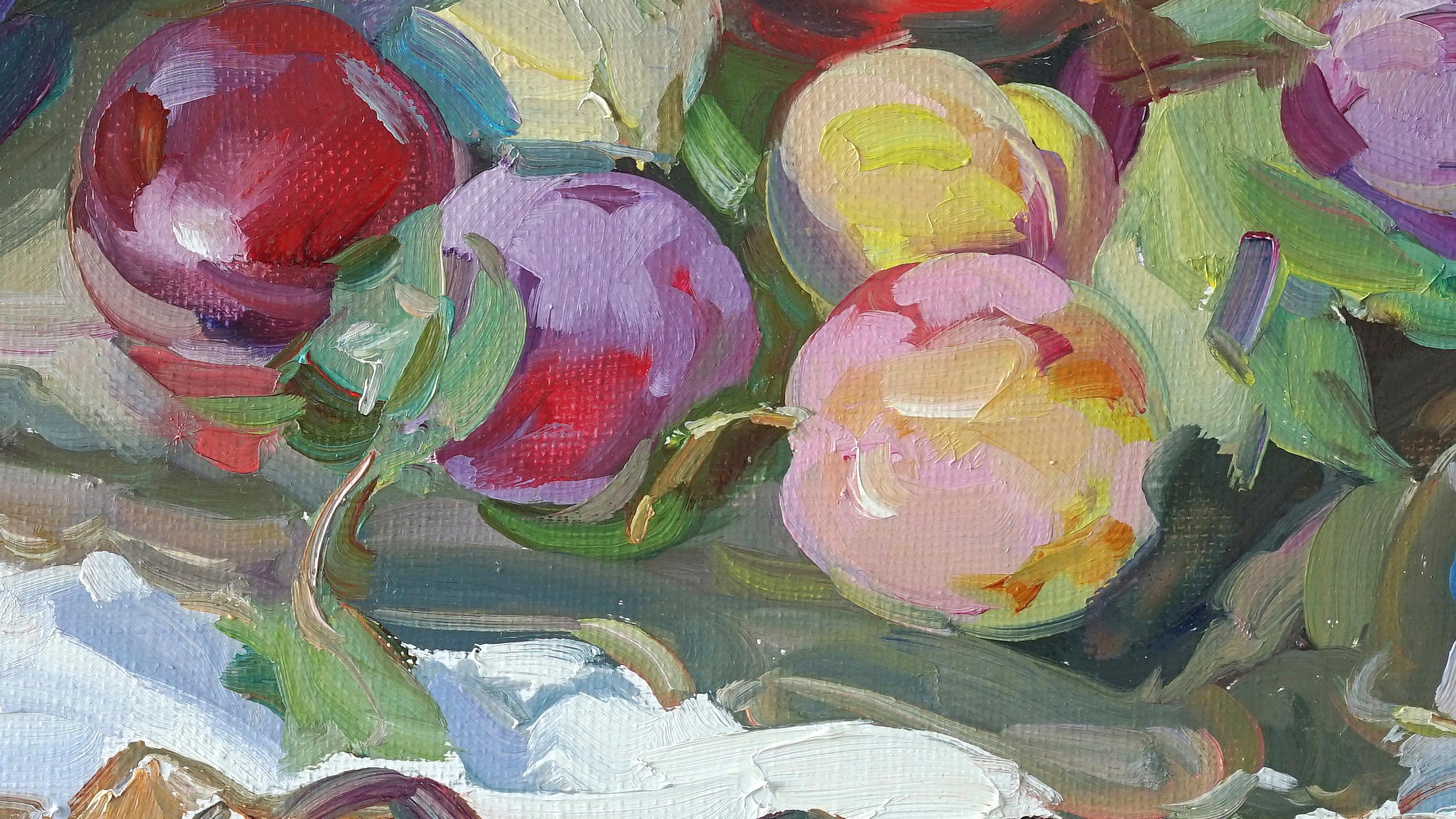 Plums And Apples - Impressionist Painting by Nataliya Tretyakova