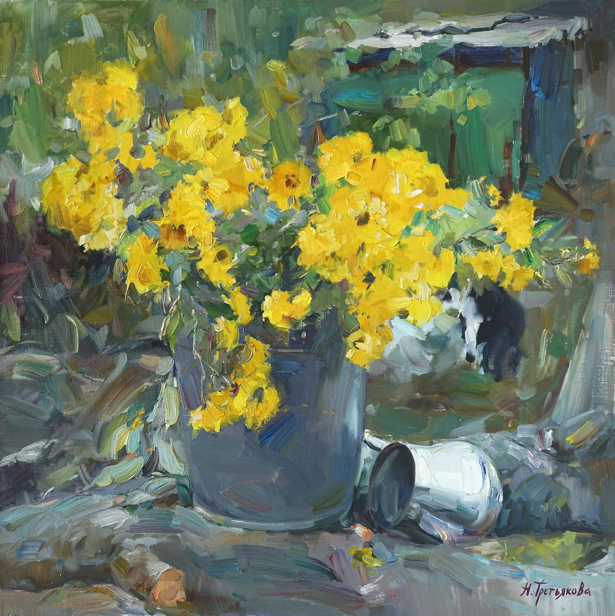 Nataliya Tretyakova Still-Life Painting - Lemon Chrysanthemums
