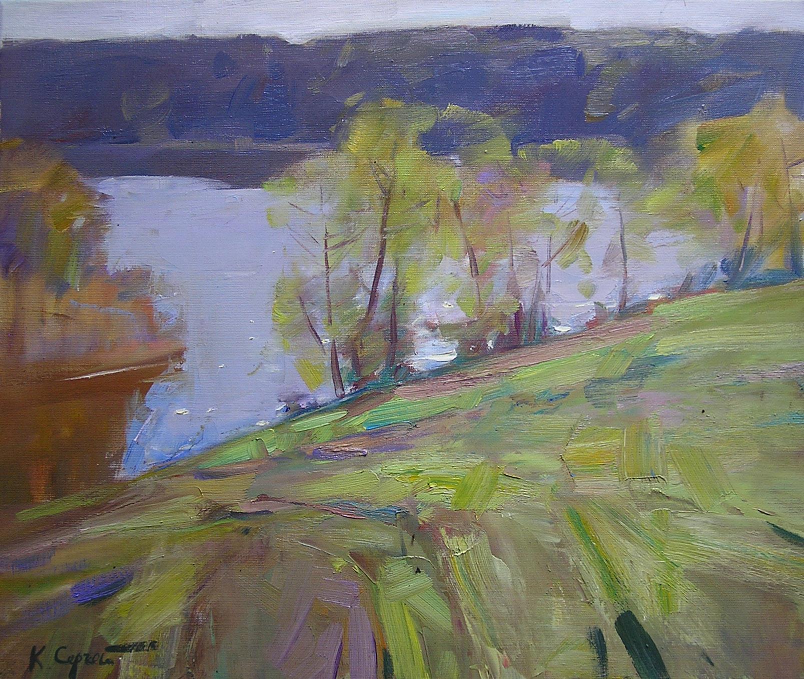 Sergei Kovalenko Landscape Painting - By The Lake